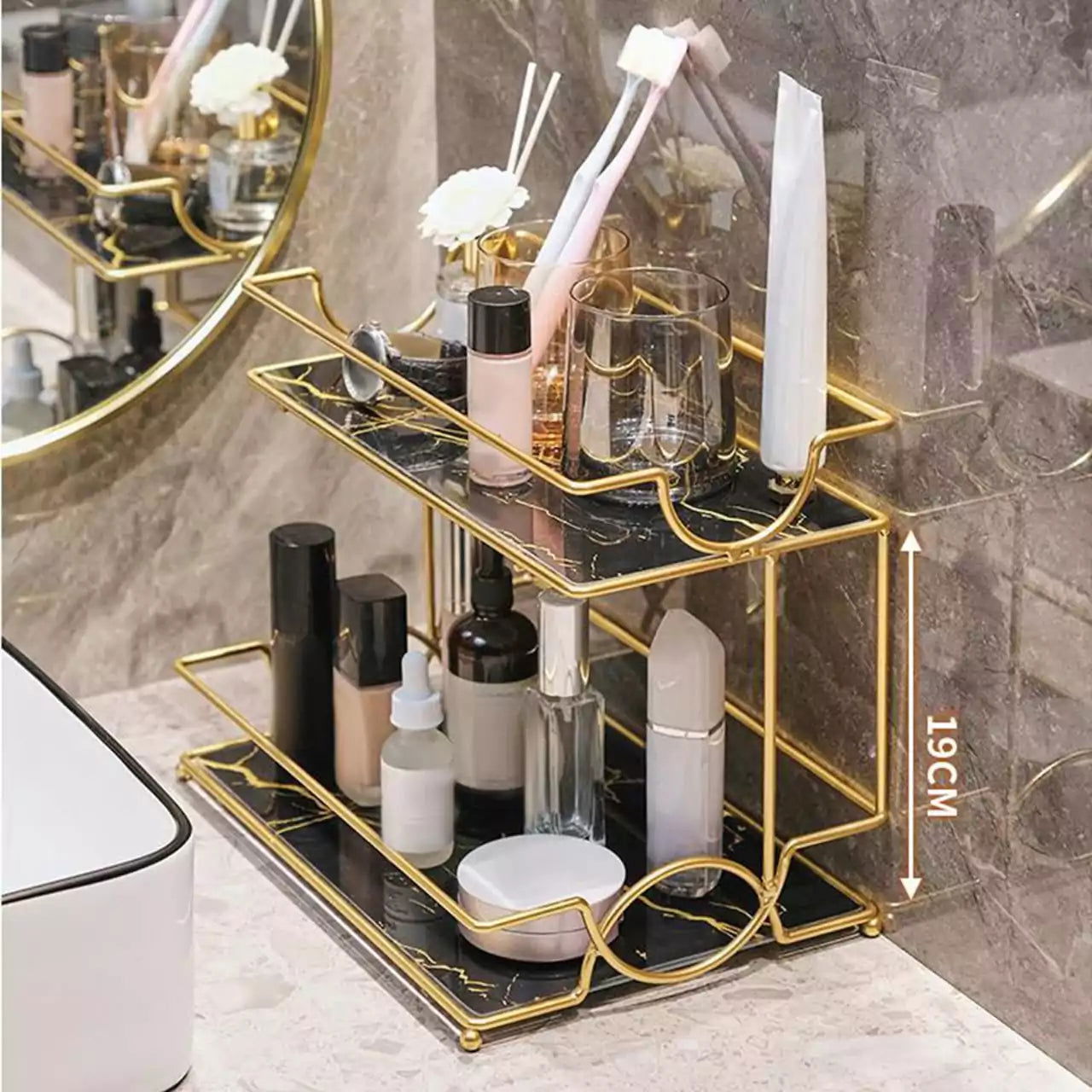 Curvy Design 2 Tier Shelf Organizer - Dukaanwali
