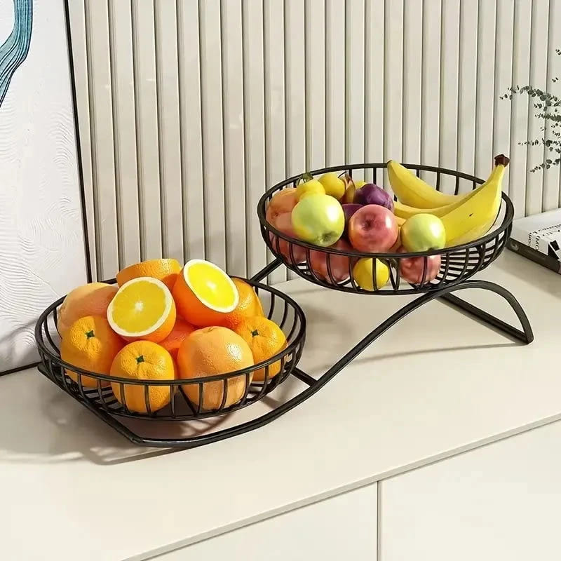 Round Metal Fruit Basket for Kitchen and table - Dukaanwali