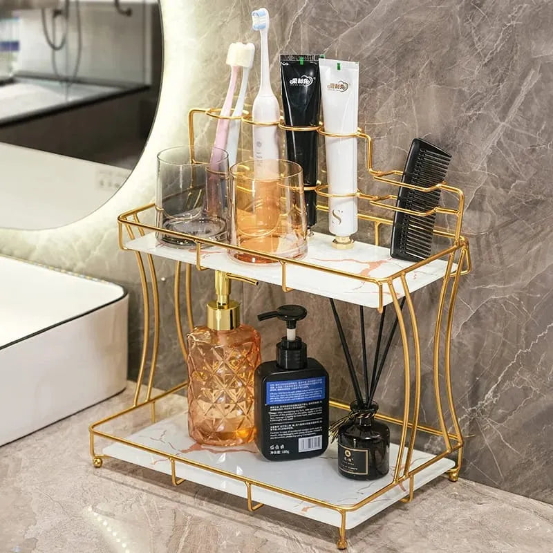2 Tier Bathroom Vanity Organizer – Makeup & Skincare Shelf