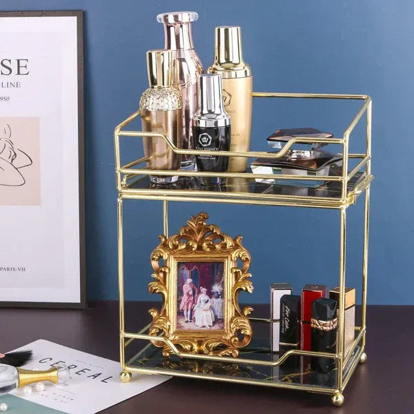 2-Tier Makeup Organizer - Drawer Shelf & Perfume Storage Rack