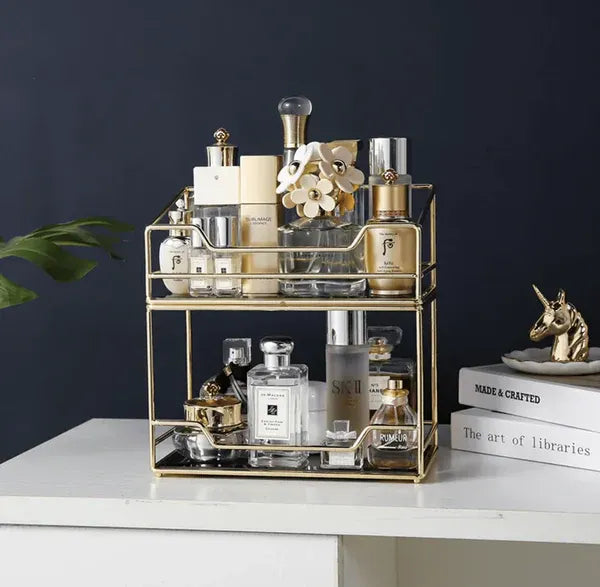 2-Tier Makeup Organizer - Drawer Shelf & Perfume Storage Rack
