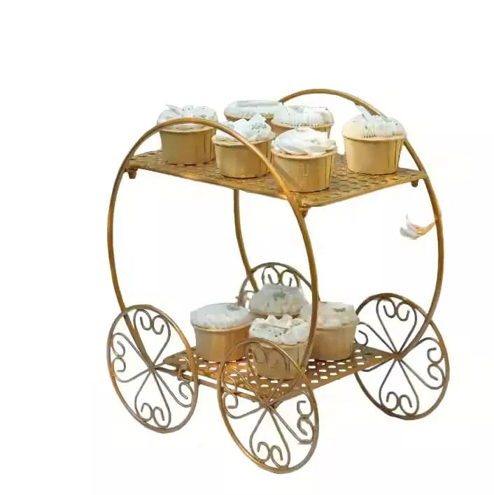 2-Tier Gold Metal Display Stand for Weddings, Birthdays & Events