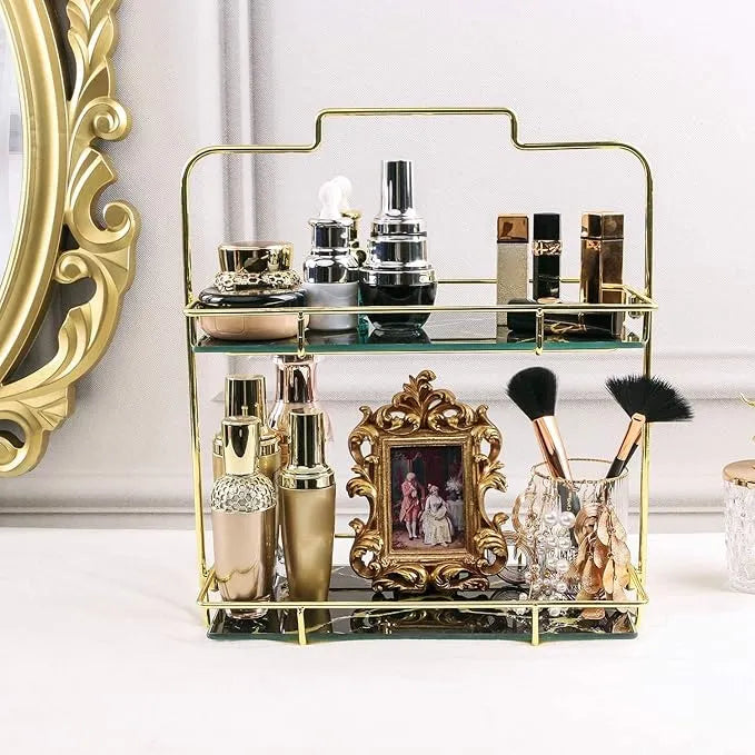 2 Tier Bathroom Organizer - Cosmetic Storage Shelf for Dresser & Countertop