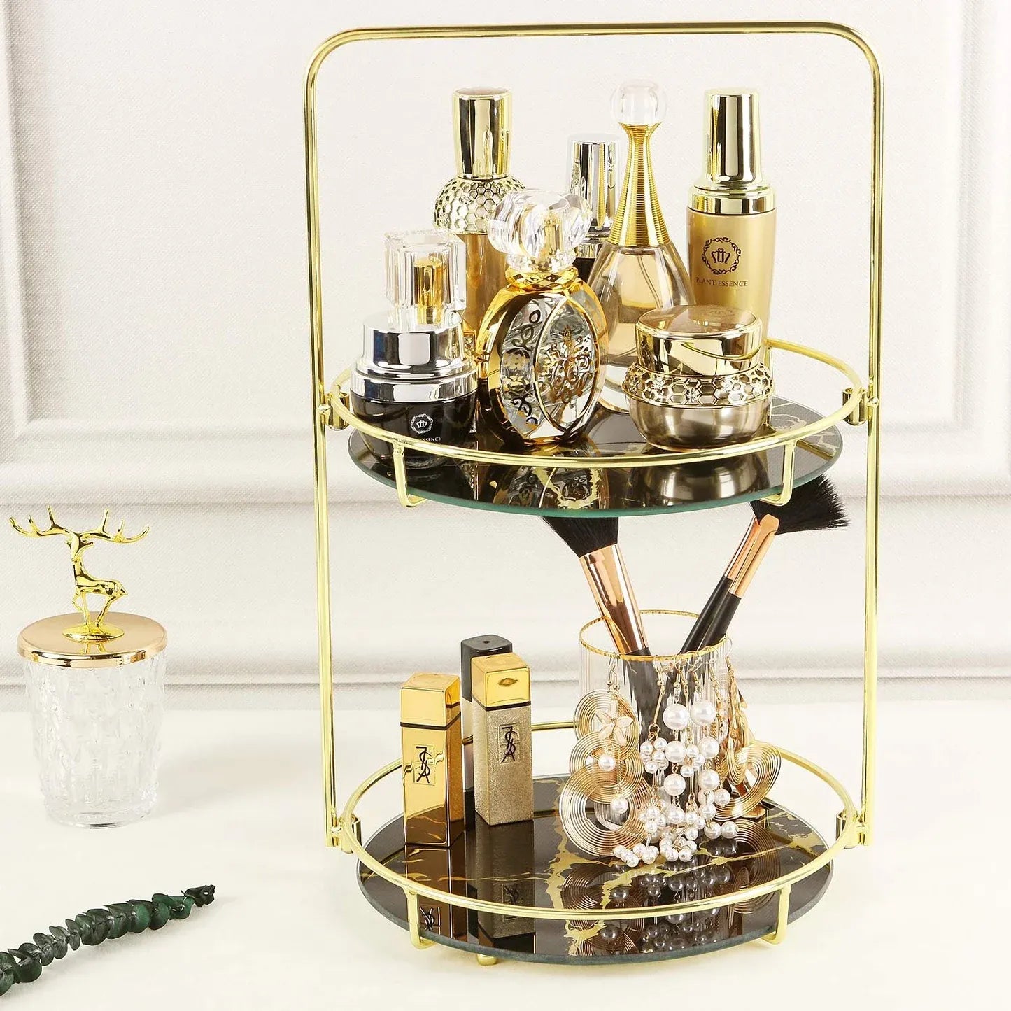 Round Wire Vanity Organizer Rack for Dresser – Multipurpose Stand