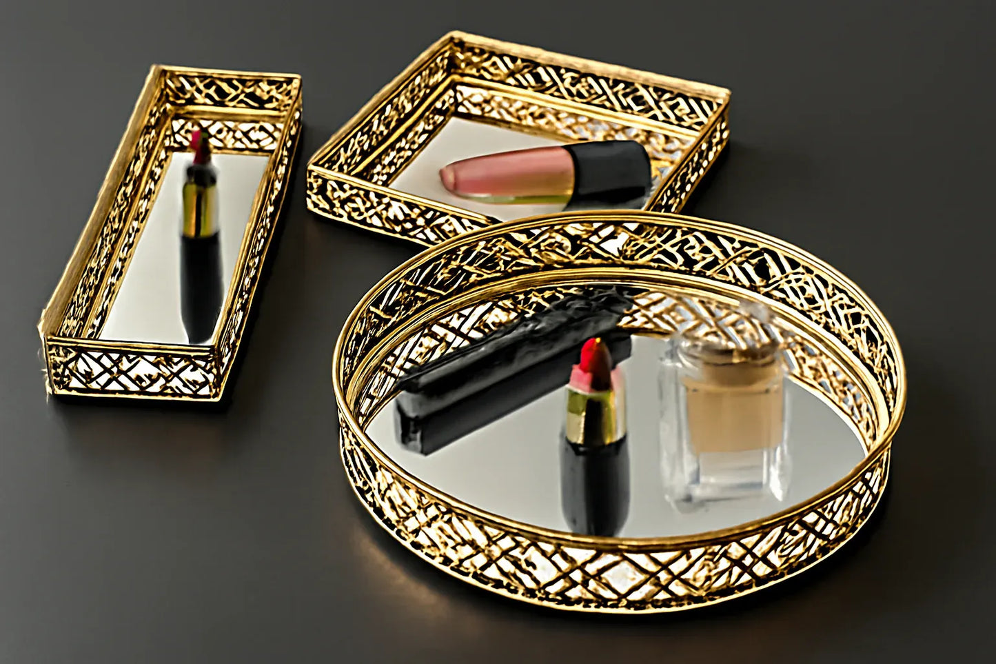 Mirror Tray For Serving Dessert, Frutis Bathroom Tray