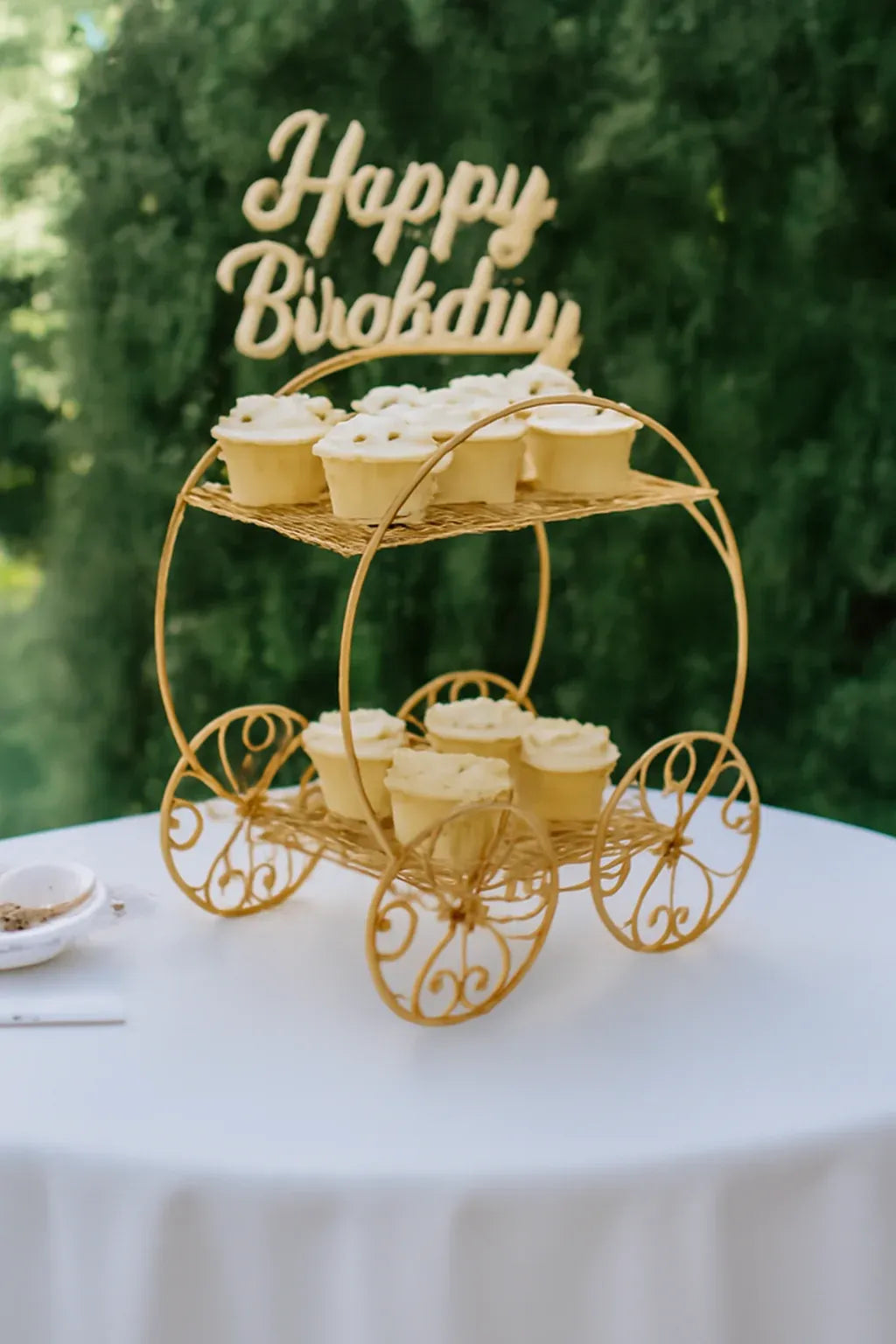 2-Tier Gold Metal Display Stand for Weddings, Birthdays & Events