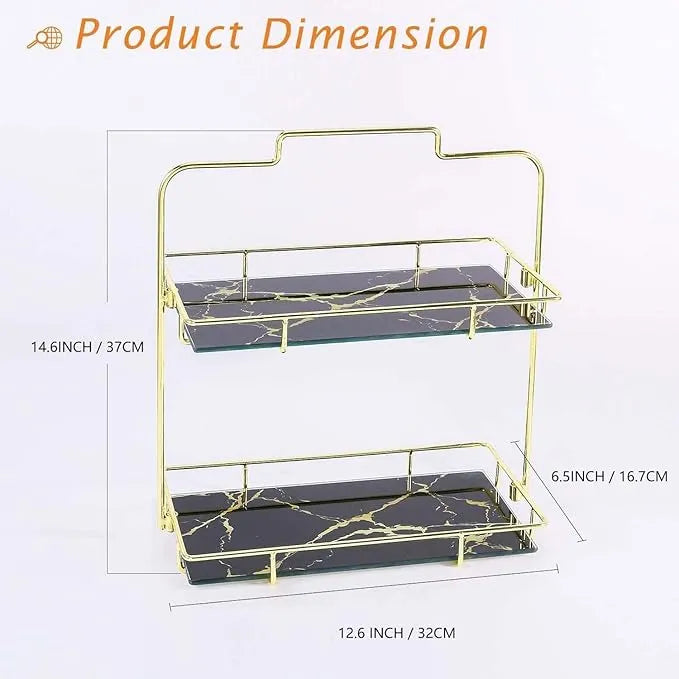 2 Tier Bathroom Organizer - Cosmetic Storage Shelf for Dresser & Countertop