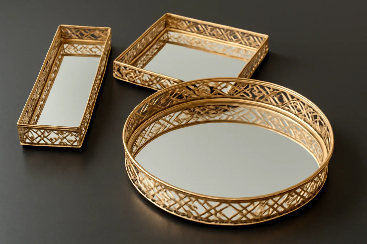 Mirror Tray For Serving Dessert, Frutis Bathroom Tray