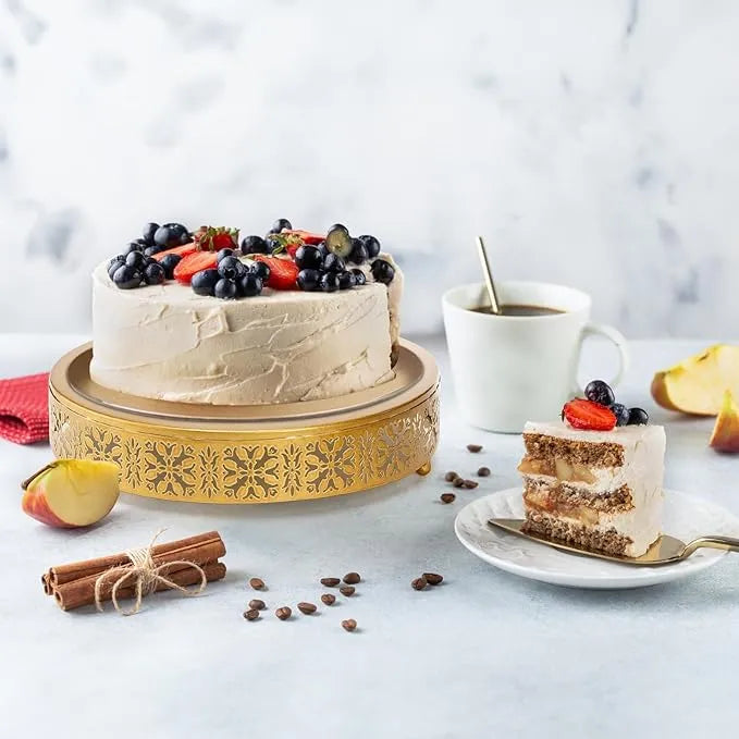 Round Golden Cake Stand - Pastry & Cupcake Display Tray