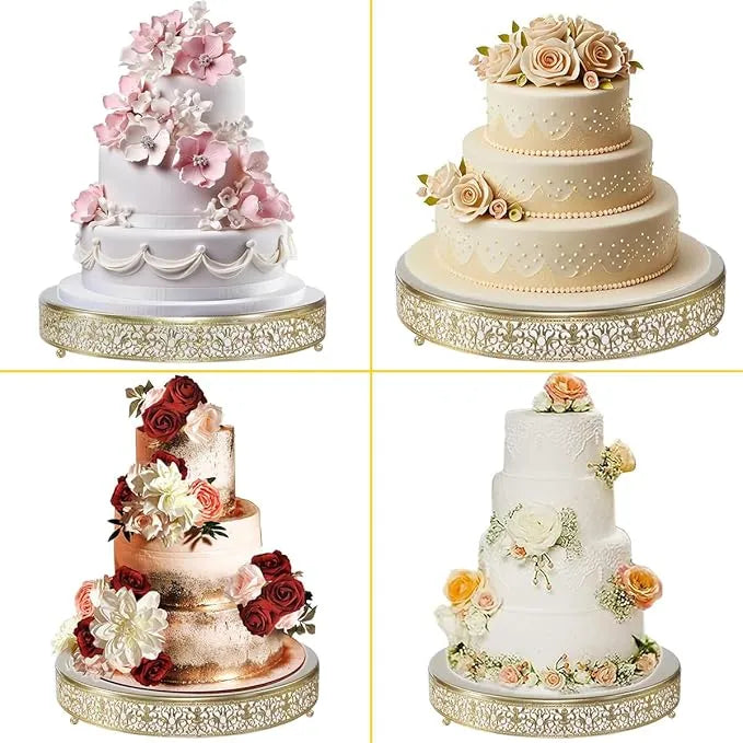 Round Golden Cake Stand - Pastry & Cupcake Display Tray