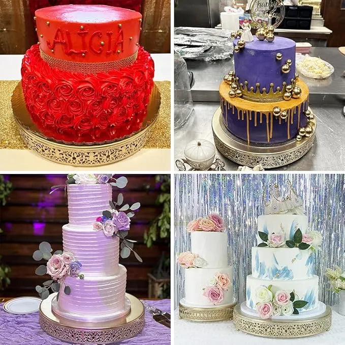 Round Golden Cake Stand - Pastry & Cupcake Display Tray