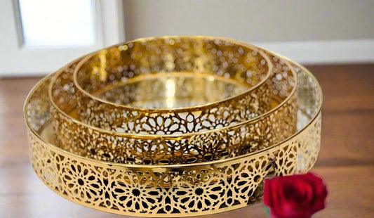3-Piece Cake Stand Set Round Metal Cake Stands Dessert Display Cupcake Stands - Dukaanwali