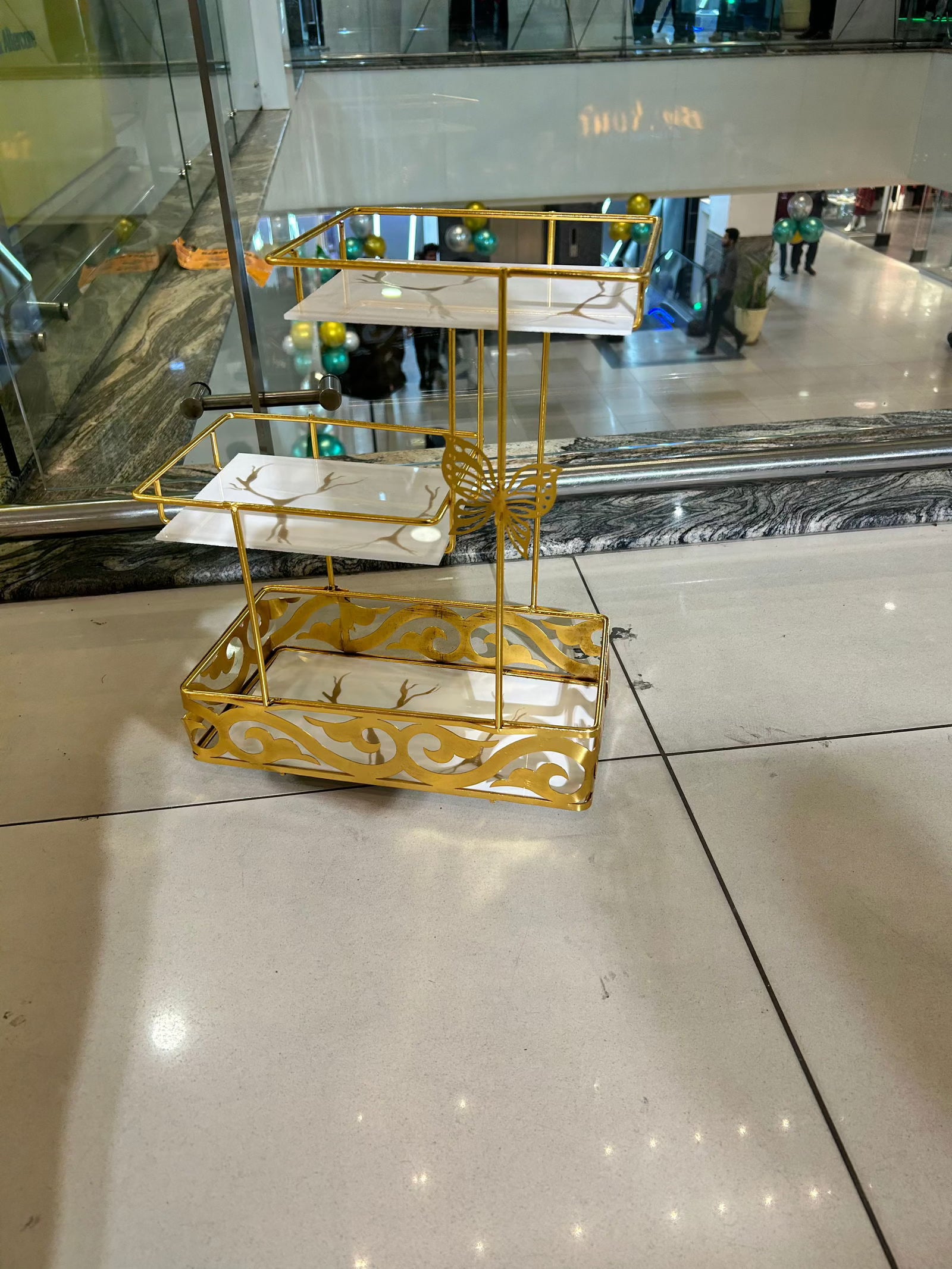 3 layer square with butterfly Charm Multi Purpose rack - Dukaanwali