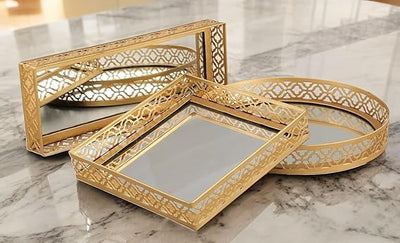 Mirror Tray For Serving Dessert, Frutis Bathroom Tray
