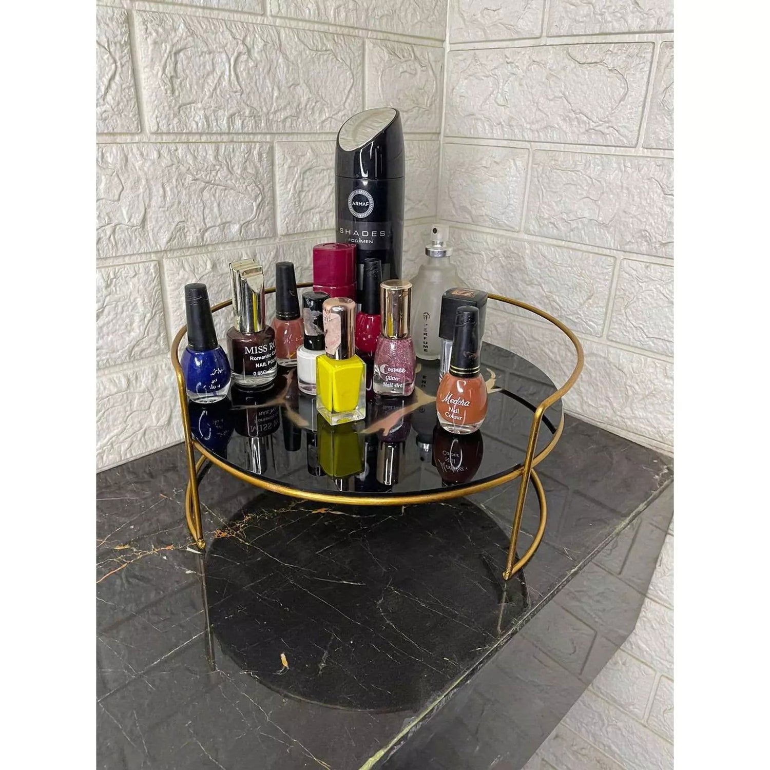 Elegant Iron Art Skincare & Makeup Storage Rack with Serving Tray - Dukaanwali  - 