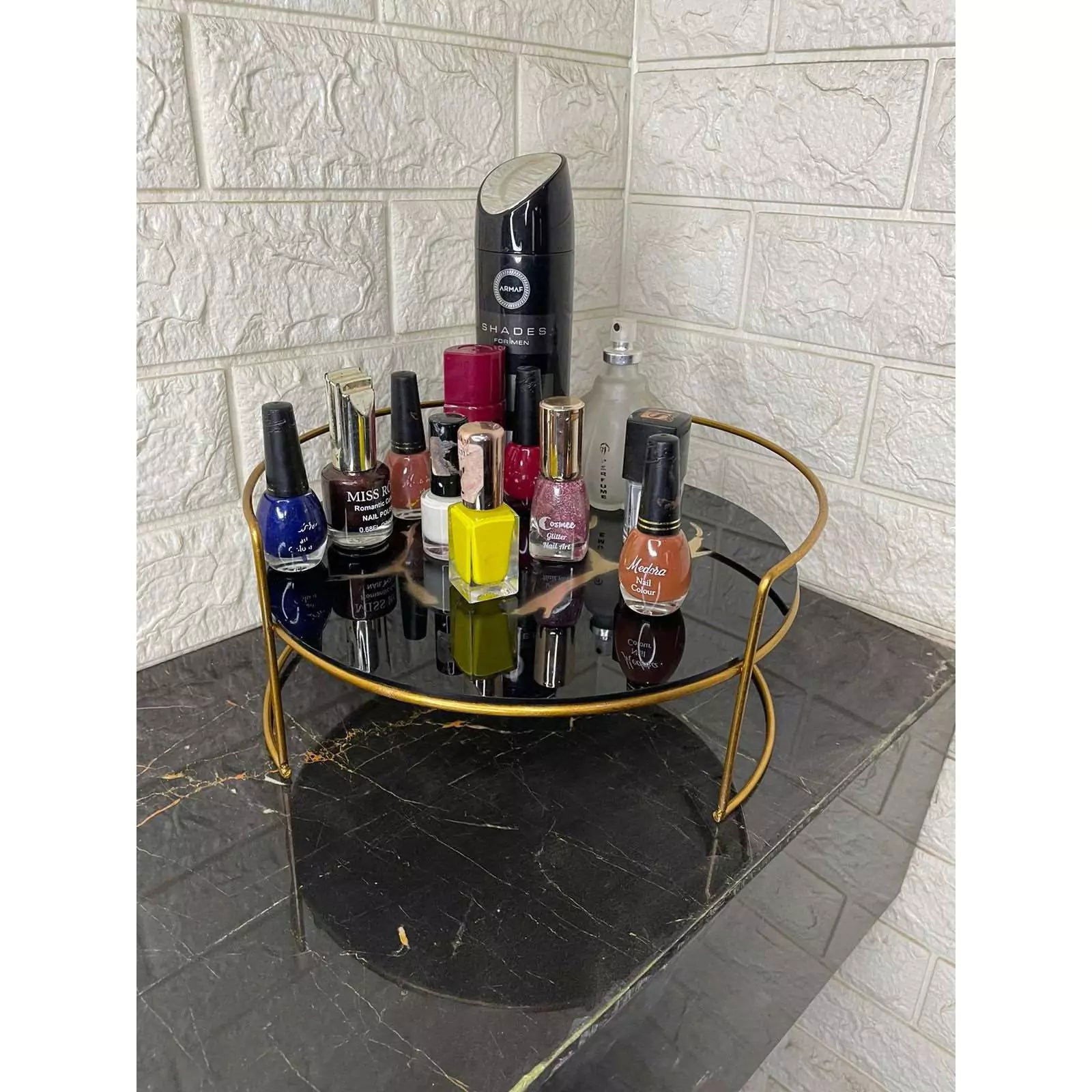 Elegant Iron Art Skincare & Makeup Storage Rack with Serving Tray - Dukaanwali  - 