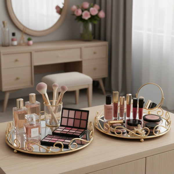 European Style Gold Mirror Vanity Tray