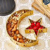 Ramzan Serving stand | Golden Crescent & Star Decorative Serving Tray