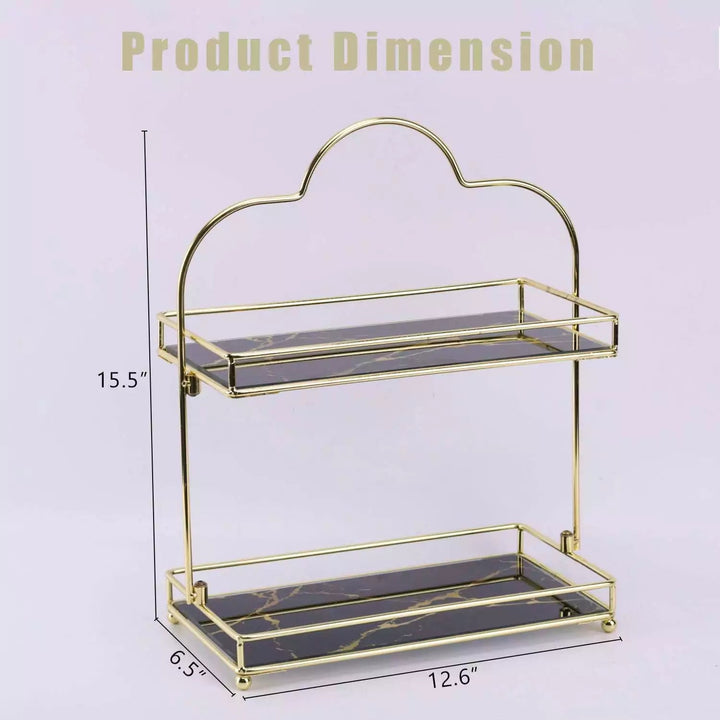 Makeup Organizer Shelf, 2 Tier Cosmetic Storage Basket with Removable acrylic Glass Tray🌸 - Dukaanwali  - 