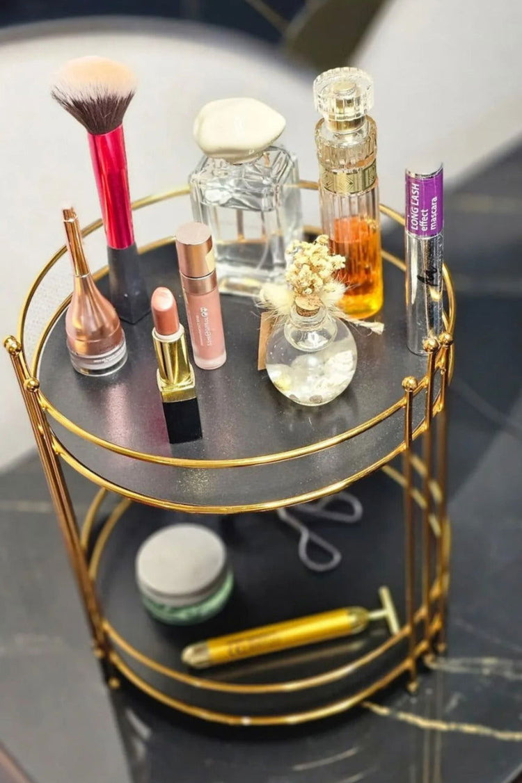 Multi-Purpose Organizer 2-Tier Serving Presentation Tray Treat Holder Gold - Dukaanwali