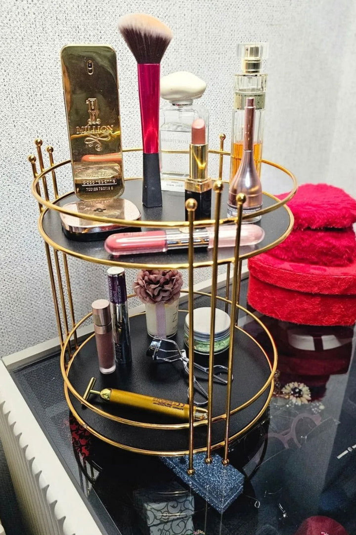 Multi-Purpose Organizer 2-Tier Serving Presentation Tray Treat Holder Gold - Dukaanwali