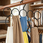 Multi-Ring Scarf & Dupatta Organizer Hanger – holding multiple scarves and dupattas