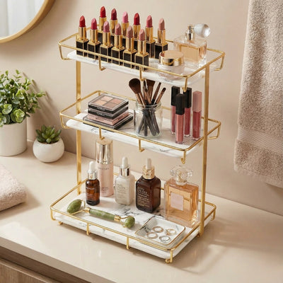 Multi-Tier Makeup Organizer – elegant vanity tray for bedroom or dressing table