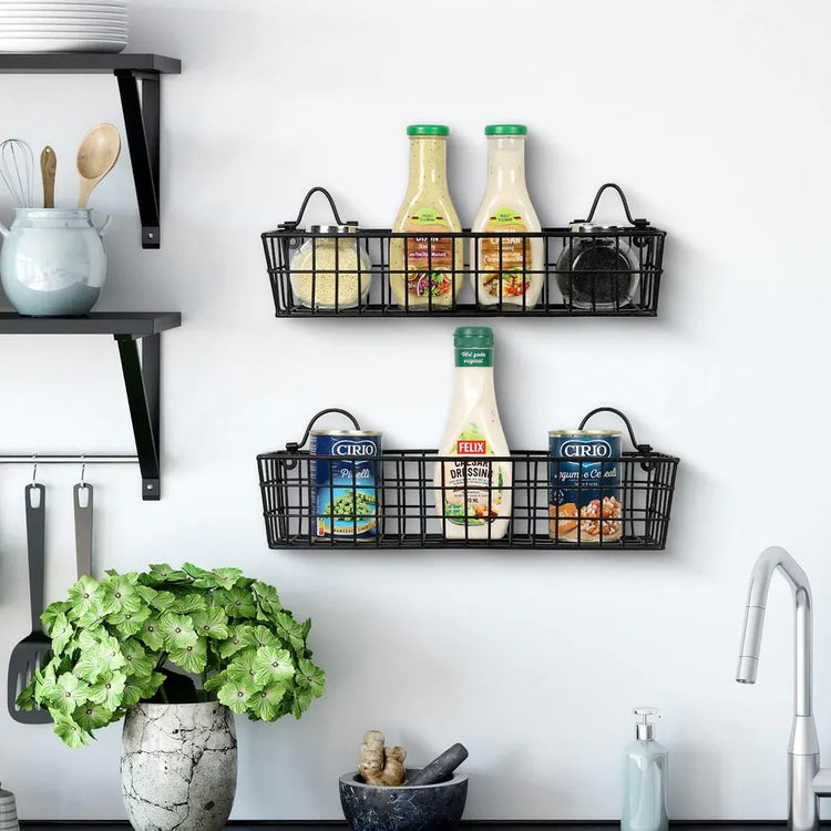 Spice rack and storage wire baskets black
