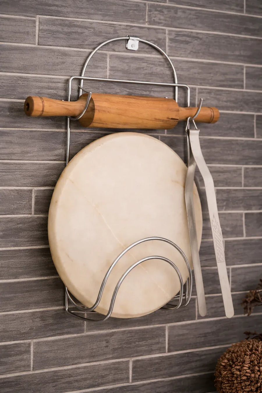 Metal Chakla Belan wall mounted Stand