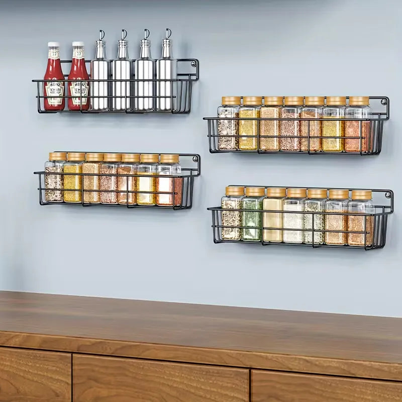 Wall-Mounted Metal Spice Rack Set