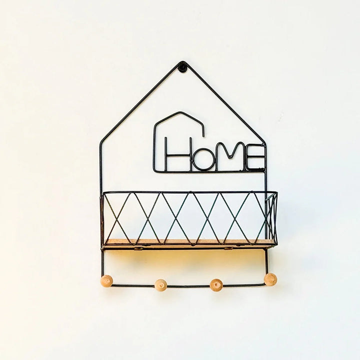 Wall mounted shelf in a stylish bedroom setting