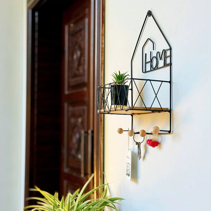 Floating wall shelf in a living room