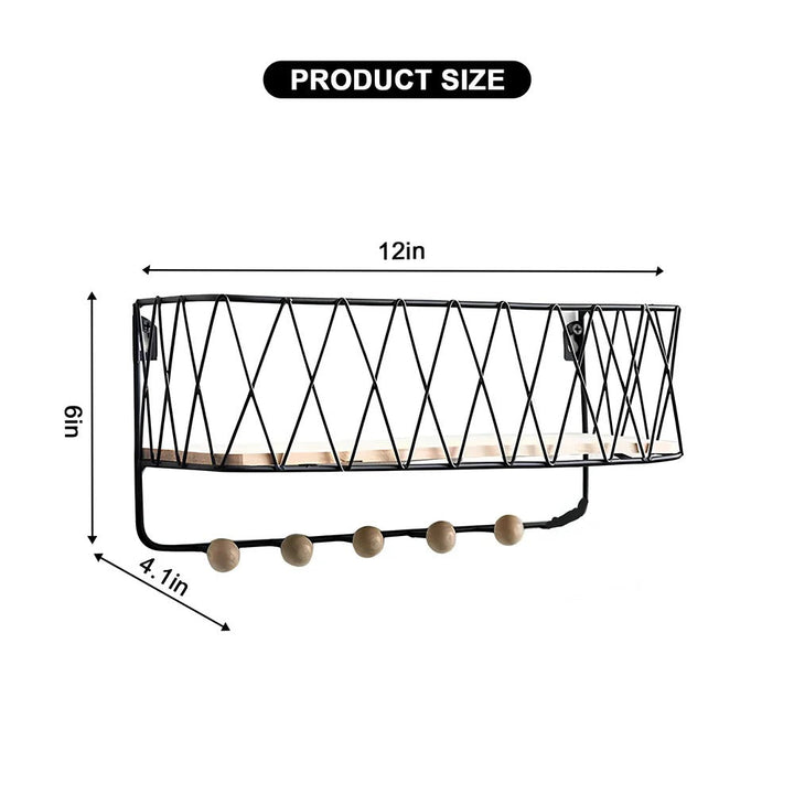 Shelf installed above a bed in a bedroom
