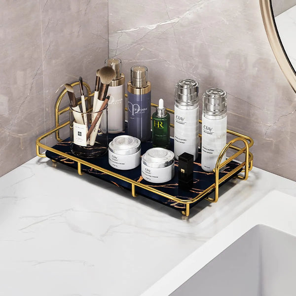 Luxury Golden Display Tray for Makeup and Jewelry