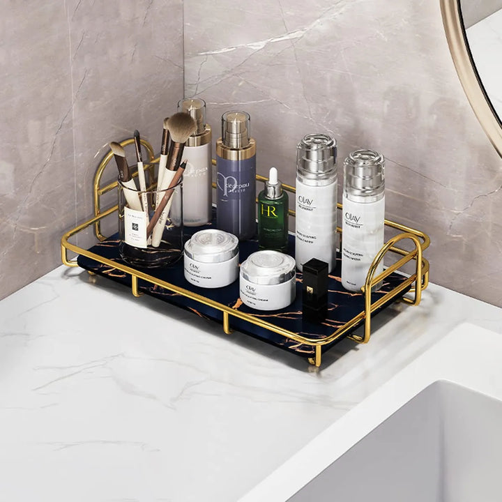 Luxury Golden Display Tray for Makeup and Jewelry