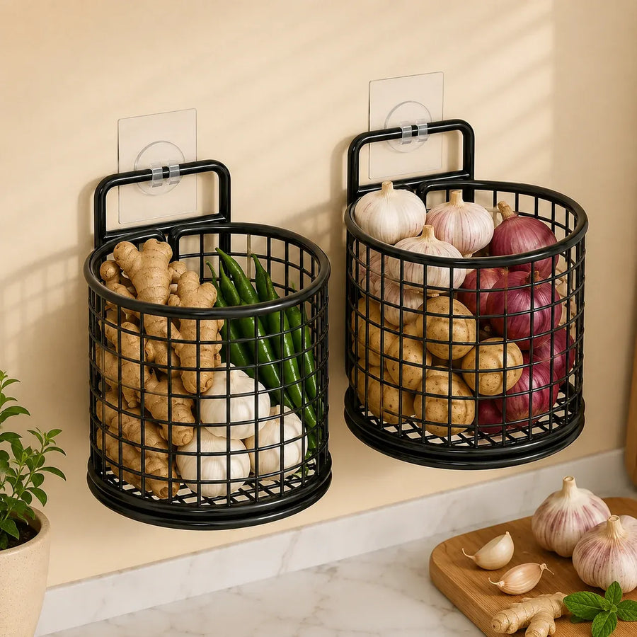 Wall-Mounted Kitchen Storage Basket