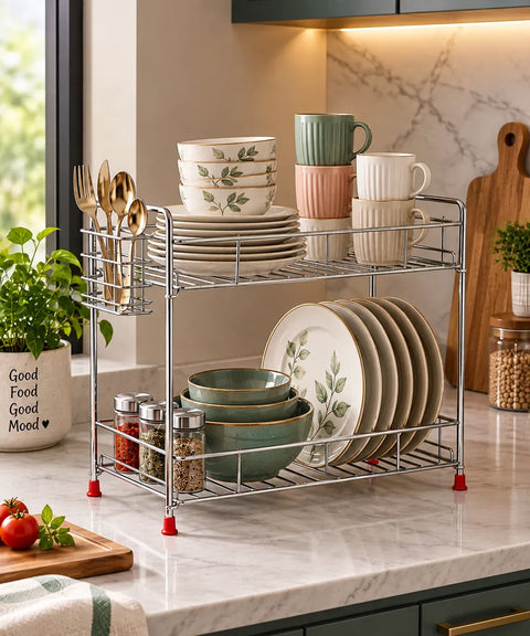 2-Tier Premium Kitchen Dish Rack & Organizer