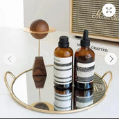 Round Glass Vanity Tray - Perfume, Skincare & Jewelry Organizer