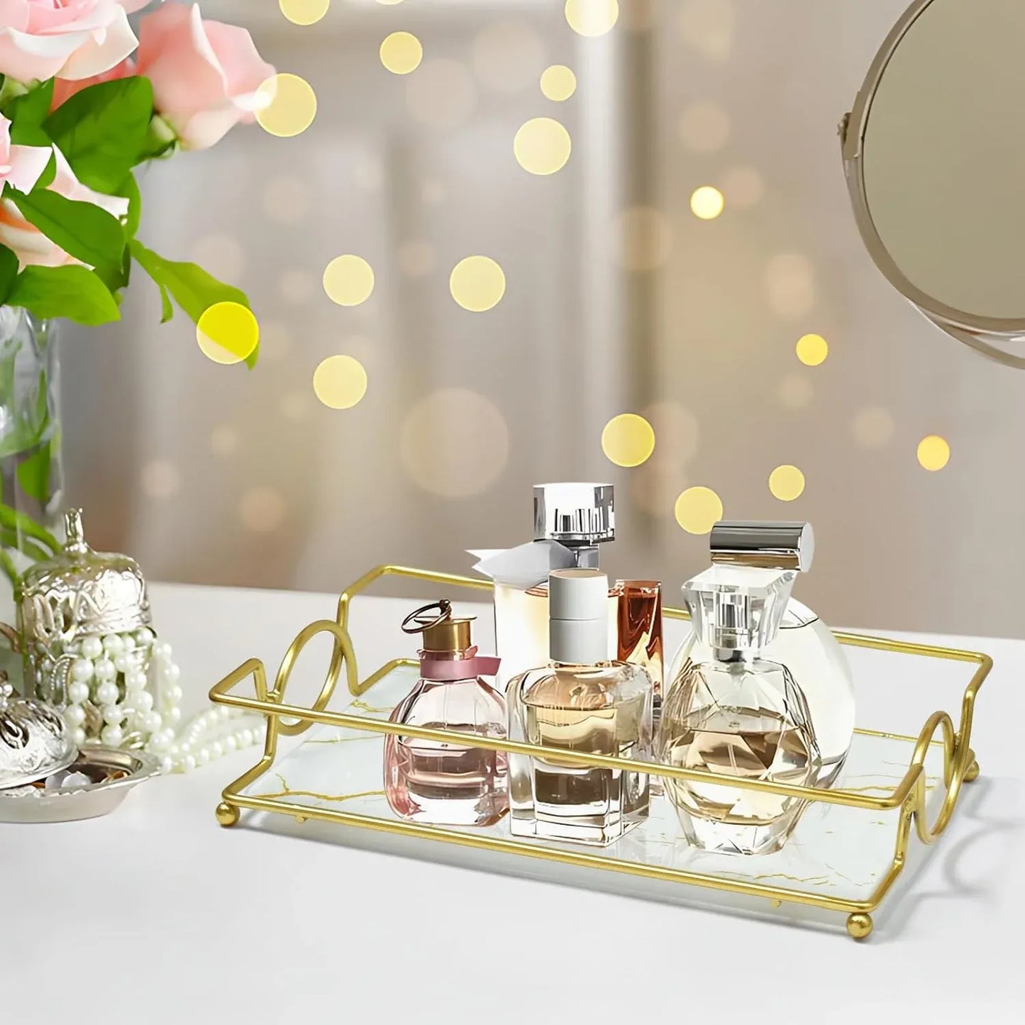 Decorative Vanity Tray for Skincare, Perfumes & Essentials