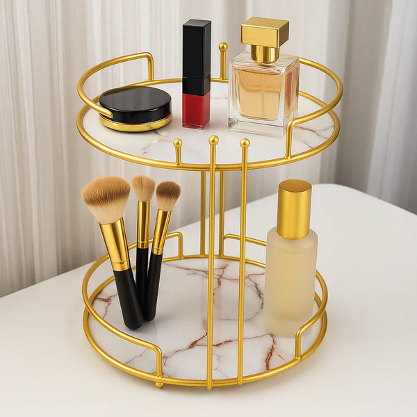 Multipurpose Luxury 2-Tier Golden makeup Stand