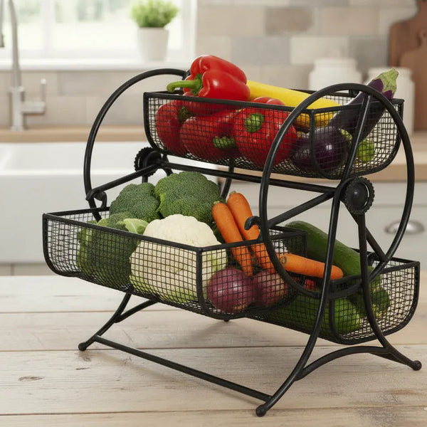 Wheel-Design Metal Fruit & Vegetable Basket