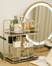 2-Tier Makeup Organizer - Drawer Shelf & Perfume Storage Rack