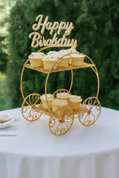2-Tier Gold Metal Display Stand for Weddings, Birthdays & Events