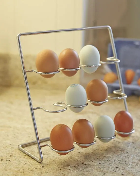 12 Egg Silver Storage Rack | Metal Egg Holder for Kitchen