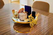 Elegant Engagement Ceremony Decorative Tray with Golden Butterfly Accents