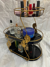 3 Layer Multipurpose Rack – Gold Frame & Marble Shelves