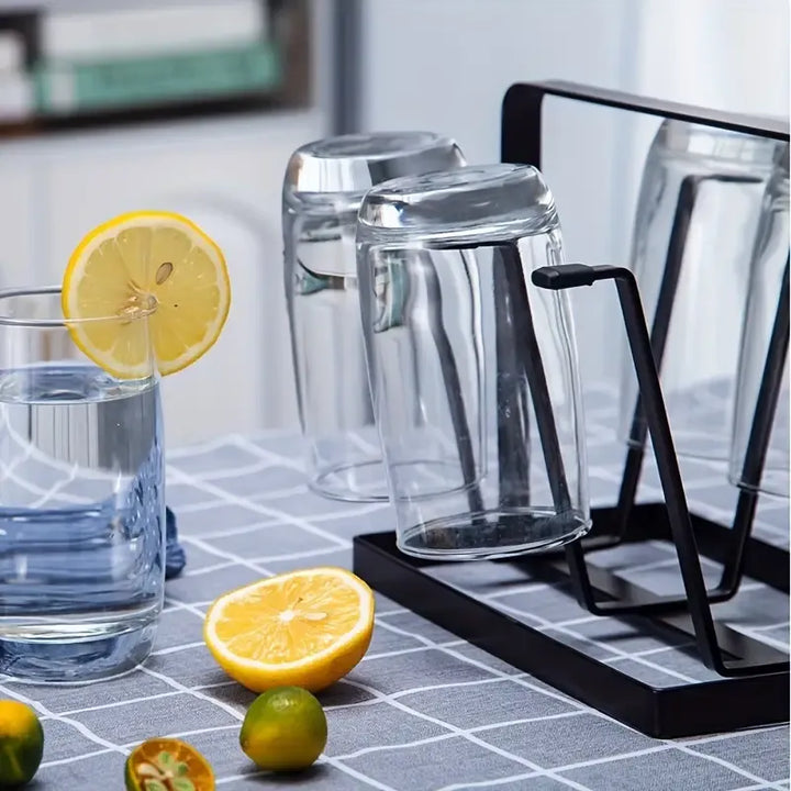 Side view of metal drying stand for mugs and glasses