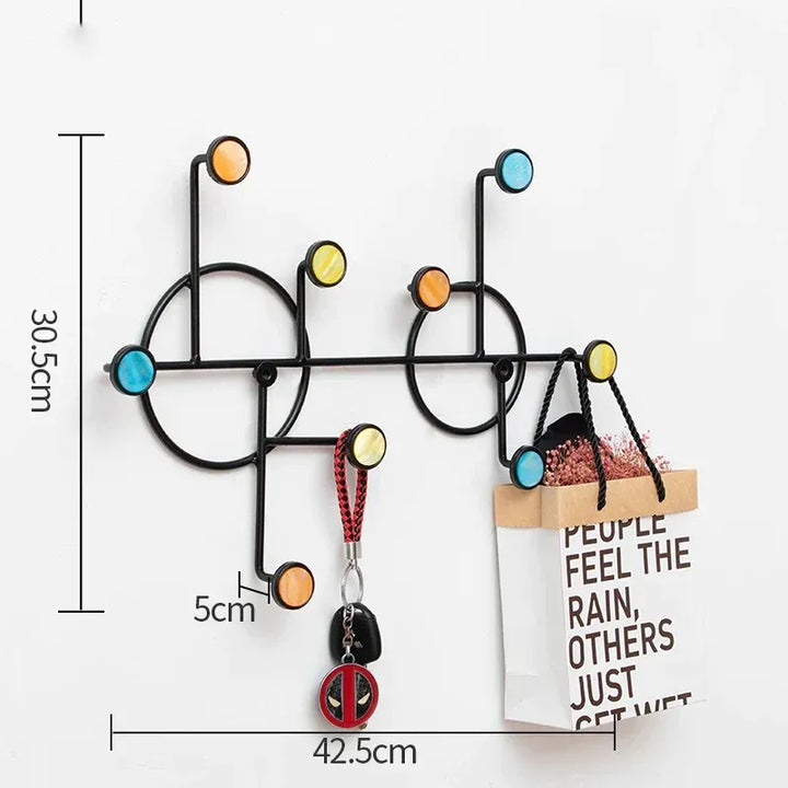Circular shelf with towels and bathroom accessories in a Nordic-style setup