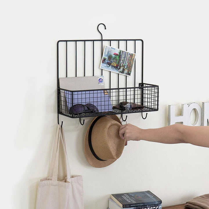 Side profile showing spice shelf and utensil hooks
